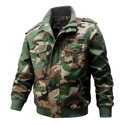 Herren Militärjacke mit Stehkragen und Reißverschluss