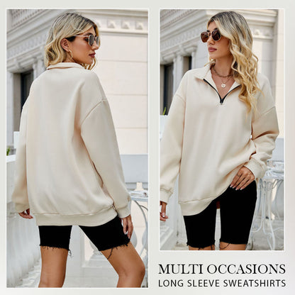 ⏳Begrenzte Zeit 50% Rabatt💥Sweatshirt mit überschnittenen Schultern und Reißverschluss für Damen