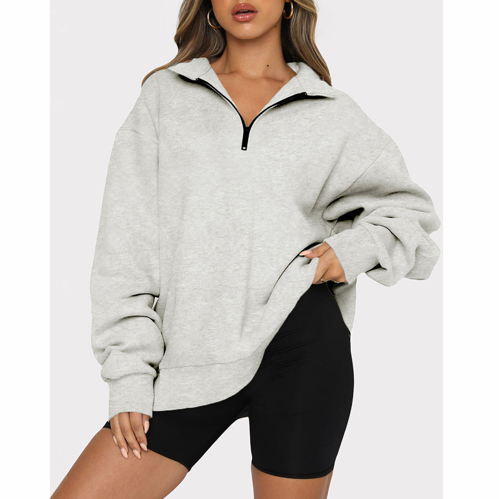 ⏳Begrenzte Zeit 50% Rabatt💥Sweatshirt mit überschnittenen Schultern und Reißverschluss für Damen
