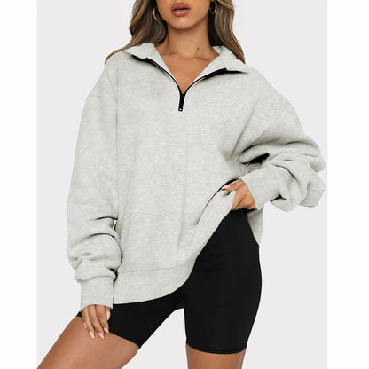 ⏳Begrenzte Zeit 50% Rabatt💥Sweatshirt mit überschnittenen Schultern und Reißverschluss für Damen