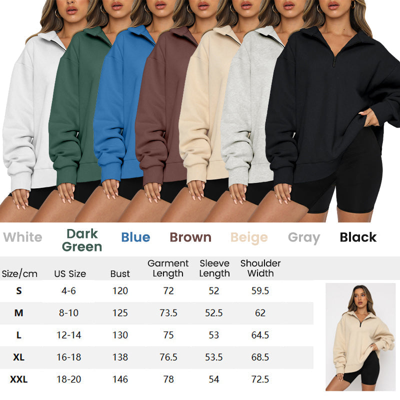 ⏳Begrenzte Zeit 50% Rabatt💥Sweatshirt mit überschnittenen Schultern und Reißverschluss für Damen