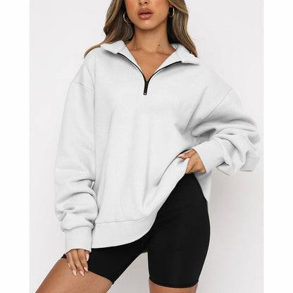 ⏳Begrenzte Zeit 50% Rabatt💥Sweatshirt mit überschnittenen Schultern und Reißverschluss für Damen
