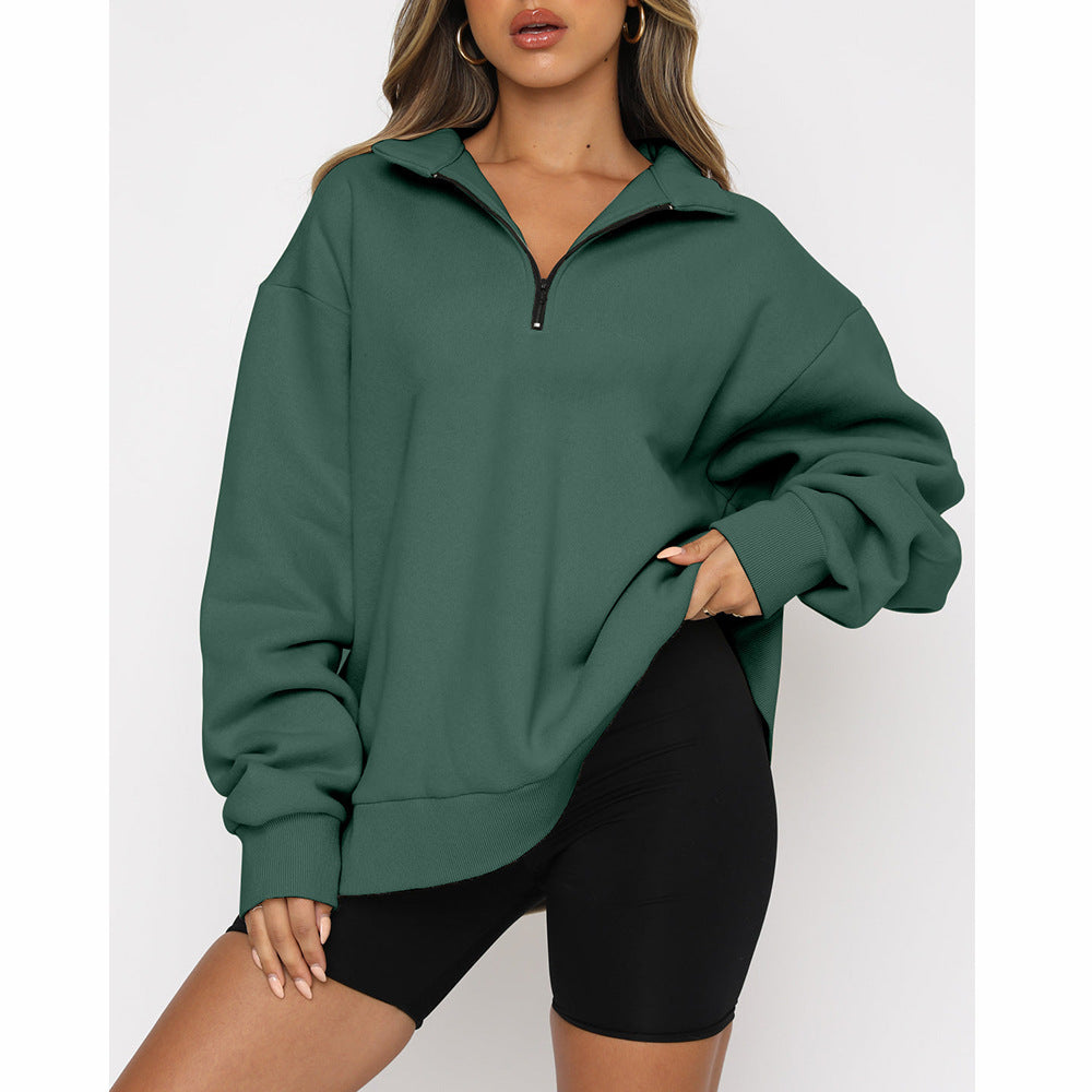⏳Begrenzte Zeit 50% Rabatt💥Sweatshirt mit überschnittenen Schultern und Reißverschluss für Damen