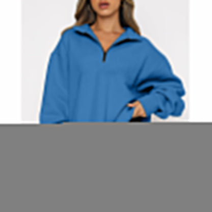 ⏳Begrenzte Zeit 50% Rabatt💥Sweatshirt mit überschnittenen Schultern und Reißverschluss für Damen