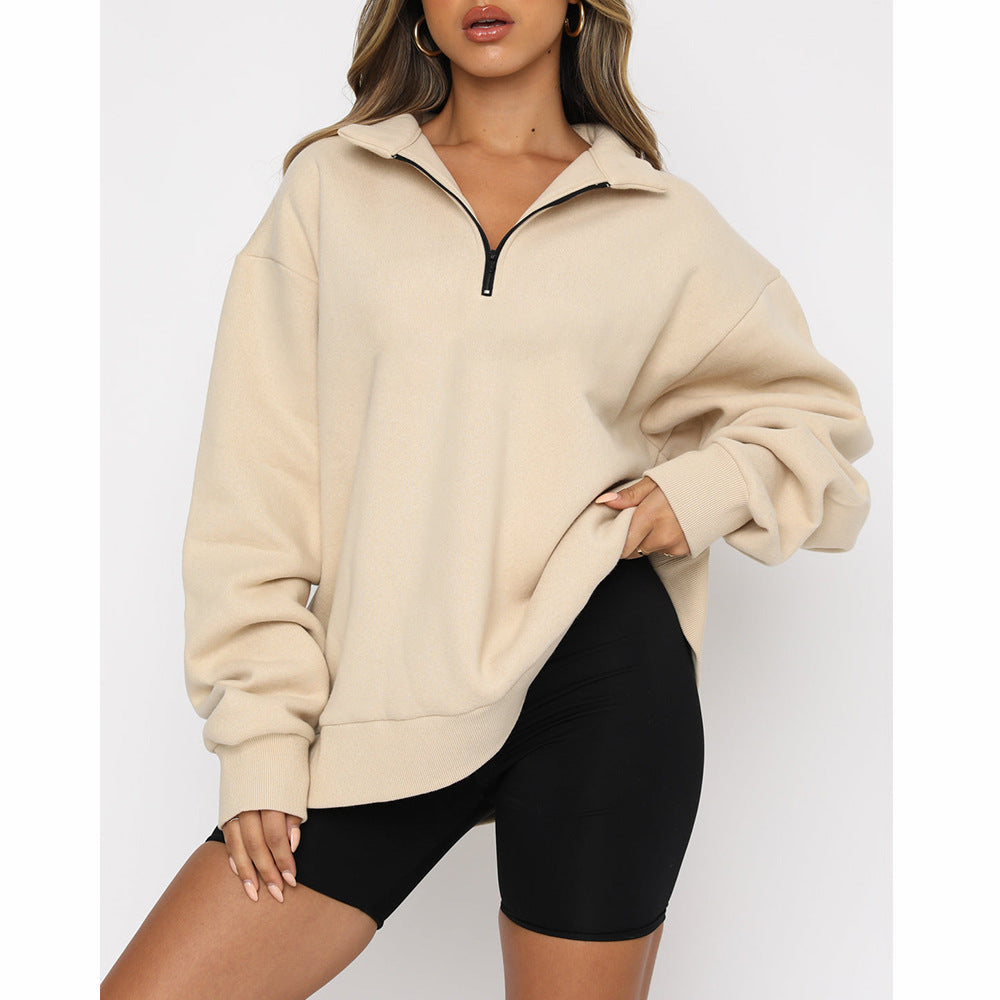 ⏳Begrenzte Zeit 50% Rabatt💥Sweatshirt mit überschnittenen Schultern und Reißverschluss für Damen