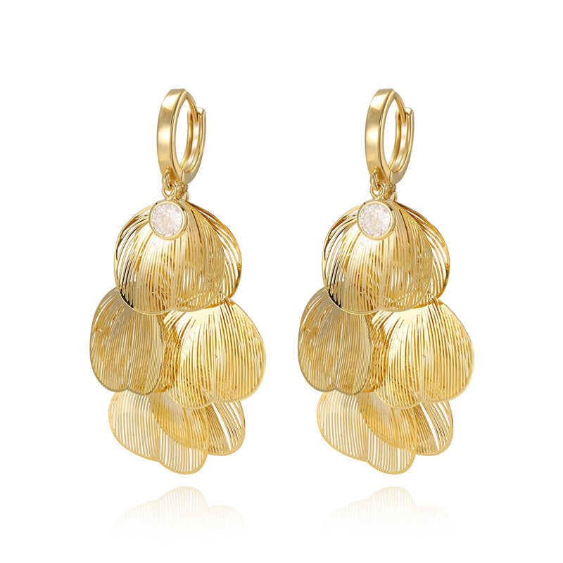 Creolen mit Blattdesign in Schichtoptik für Damen