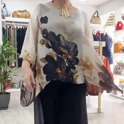 💖Damen-Casual-Oberteil mit Rundhalsausschnitt und Print