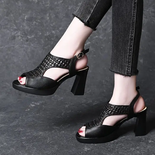 Weiche, bequeme Peeptoe-Sandaletten für Damen