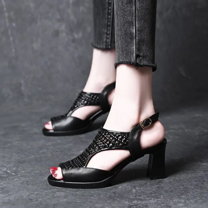 Weiche, bequeme Peeptoe-Sandaletten für Damen