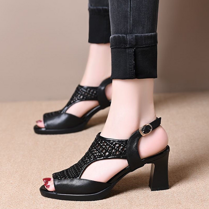 Weiche, bequeme Peeptoe-Sandaletten für Damen