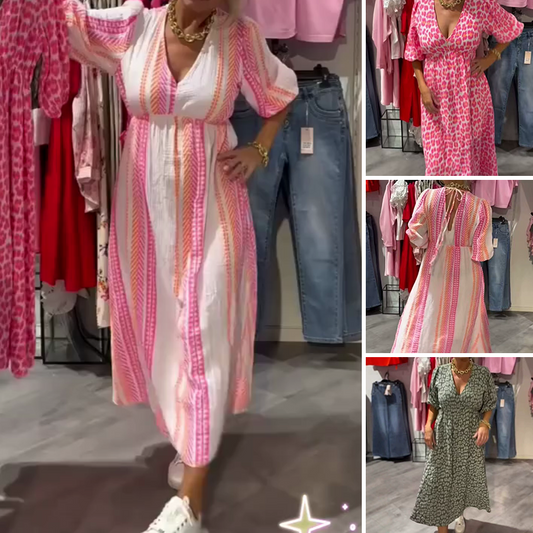 Damenkleid mit V-Ausschnitt und Druck
