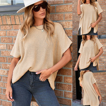 Kurzärmliges Stricktop in lockerer Passform für Damen