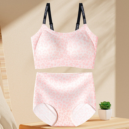 Nahtloses Unterwäsche-Set mit Leopardenmuster für Damen (BH & Slip)