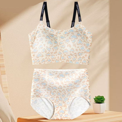 Nahtloses Unterwäsche-Set mit Leopardenmuster für Damen (BH & Slip)