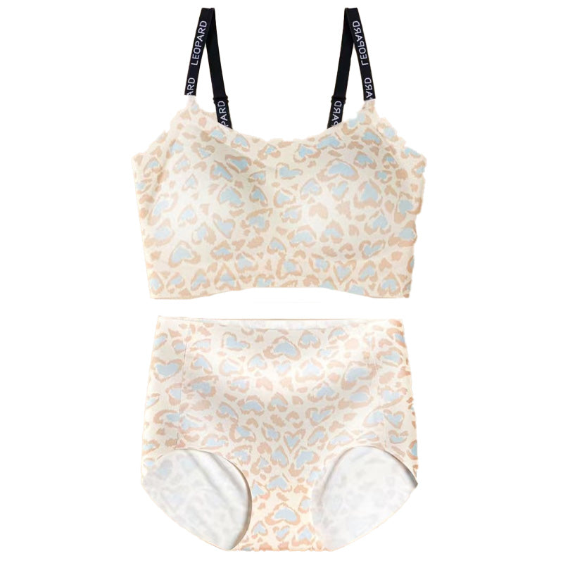 Nahtloses Unterwäsche-Set mit Leopardenmuster für Damen (BH & Slip)