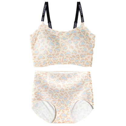 Nahtloses Unterwäsche-Set mit Leopardenmuster für Damen (BH & Slip)