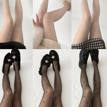 Leichte, transparente Strumpfhose mit Muster für Damen