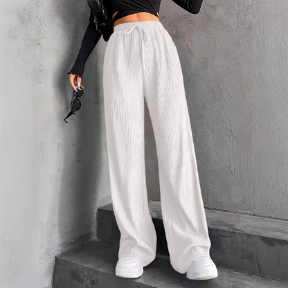 Strukturierte, gerippte Hose mit elastischem Bund und Kordelzug für Damen mit w