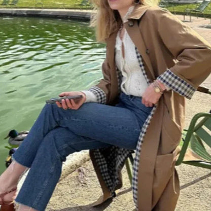 Einreihiger Trenchcoat mit Hemdkragen für Damen