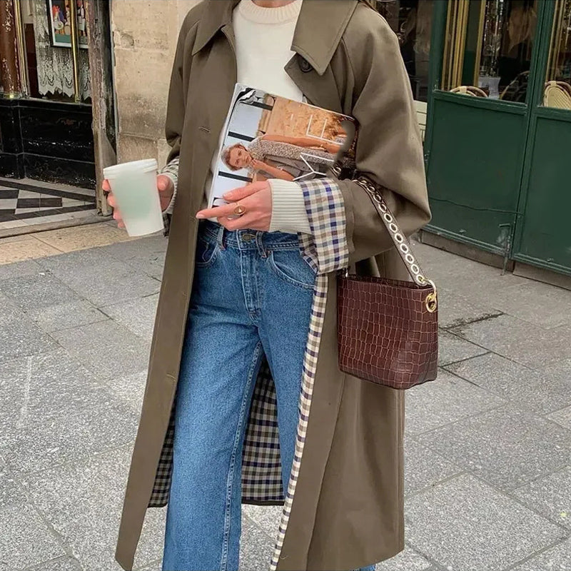 Einreihiger Trenchcoat mit Hemdkragen für Damen