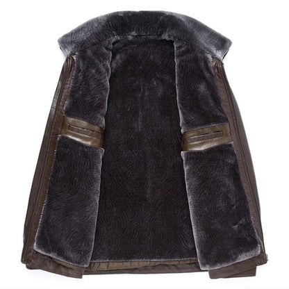[Perfektes Geschenk] Schicke Winter-Fleece-Lederjacke für Herren