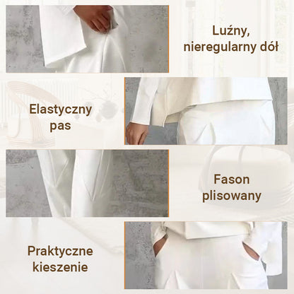 🔥Sommerangebot🔥 2-teiliges Set aus langärmligem Oberteil und Hose mit Rundhalsausschnitt