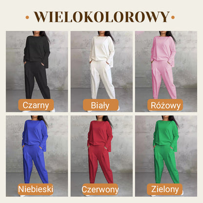 🔥Sommerangebot🔥 2-teiliges Set aus langärmligem Oberteil und Hose mit Rundhalsausschnitt