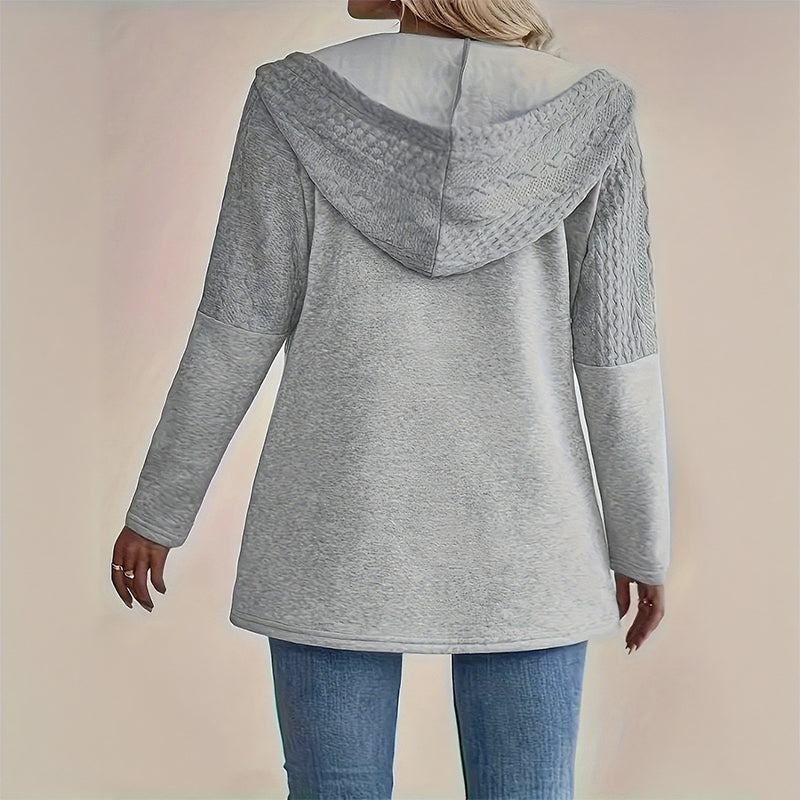 LOSWIE®Trendy Damenjacke mit Kapuze und langen Ärmeln und Reißverschluss