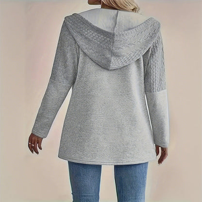 LOSWIE®Trendy Damenjacke mit Kapuze und langen Ärmeln und Reißverschluss