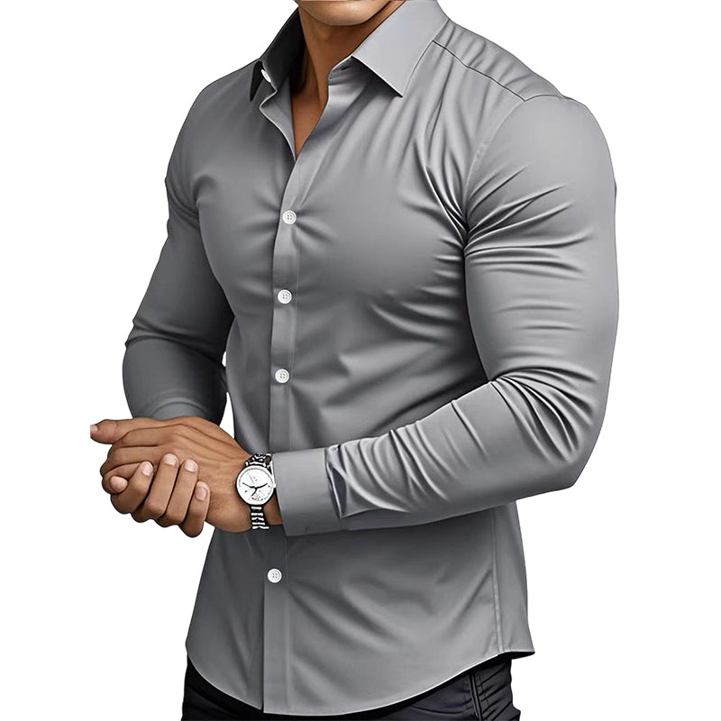 🔥LAST DAY SALE 50% OFF🔥Men's Solid Color Lapel Long Sleeve Button-Down Shirts