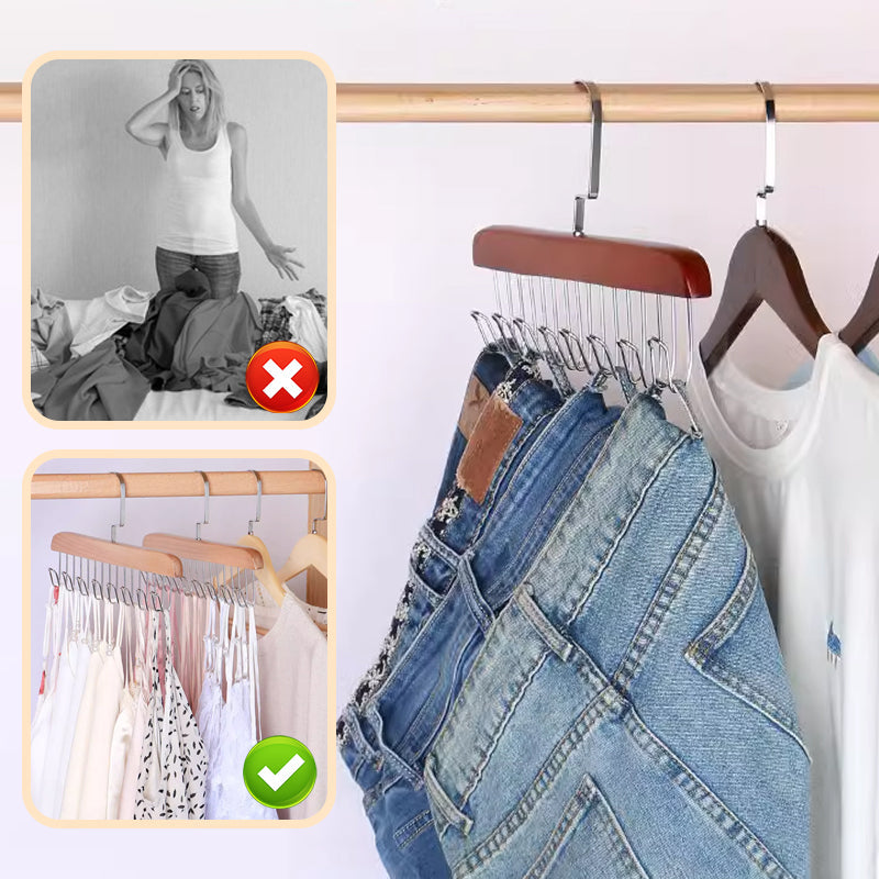 Hölzerner Gürtelaufhänger für den Kleiderschrank mit 8 Haken