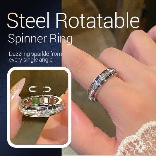 💖Black-Friday-Mega-aanbieding – 50% korting!💖Draaibare spinner-ring van titaniumstaal met zirkonia
