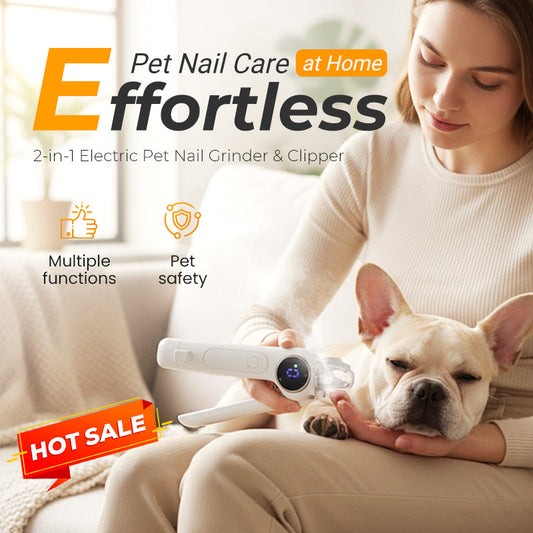 2-in-1 elektrische nagelvijl en -kniptang voor huisdieren met LED-verlichting